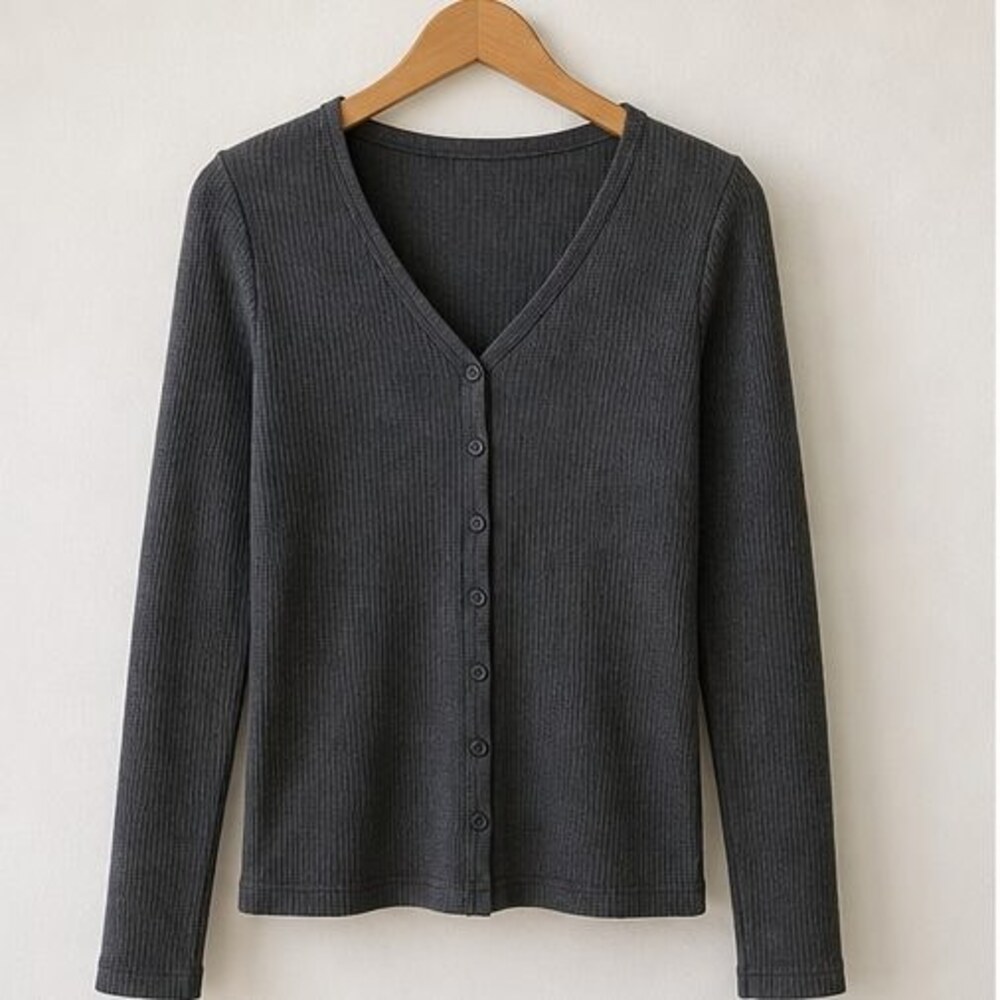 Charcoal V Neck Top